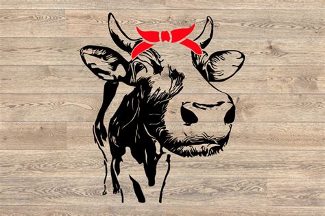 Download Free Cow Whit Bandana Horns SVG cattle matador bull bulls Beef 1291S Silhouette